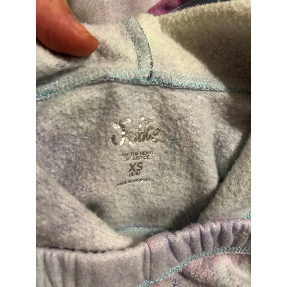 Justice Girls XS 5/6 Tie Dye Cropped Hoodie and Joggers Set Glitter Logo